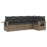  The Living Store Vrtna sedežna garnitura 5-delna z blazinami siv poli ratan - Vrtna Sedežna Garniture, (21443392) | Shoptok.si