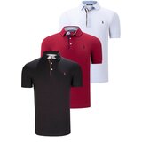 Dewberry TRIPLE SET T8582 MENS T-SHIRT-BLACK-WHITE-BURGUNDY Cijene