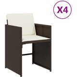 Maison Chic Vrtni stoli - Stol za vrt z blazinami 4 kosi rjav poli ratan JS2252, (21876673) Cene
