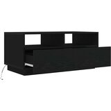  Klub stolić s LED svjetlima crni hrast 90x49x40 cm | Shoptok.si