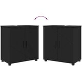 vidaXL Kopalniška omarica z vrati Črna 61 x 35 x 64 cm Konstruiran les | Shoptok.si