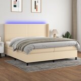The Living Store Box spring postelja z vzmetnico LED krem 200x200 cm blago - Box Spring Postelja, (21521404) | Shoptok.si