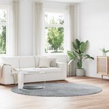 vidaXL Čupavi tepih s visokim vlaknima srebrnosiva 240x240cm poliester | shoptok.hr