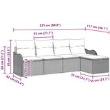 vidaXL 5-delni vrtni kavč set z blazinami črn poli ratan, 2-sedežni vrtni kavč z shranjevanjem in blazinami črn poli ratan | Shoptok.si