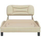 vidaXL Posteljni okvir z vzglavjem krem 100x200 cm blago | Shoptok.si