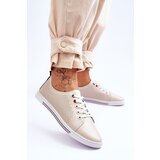 S. BARSKI Women's Beige Leather Cut-Out Sneakers S.Barski LR952 | shoptok.hr