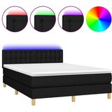  Krevet box spring s madracem LED crni 140x200 cm od tkanine | shoptok.hr