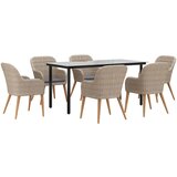  7-dijelni vrtni blagovaonski set s jastucima smeđi | shoptok.hr