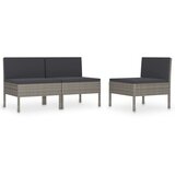 Maison Chic Vrtni stoli - Stol za vrt 3 kosi z blazinami poli ratan sive barve JS1505, (21877567) | Shoptok.si