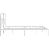 vidaXL Kovinski posteljni okvir z vzglavjem bel 140x200 cm | Shoptok.si