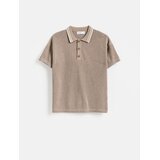 Reserved Pleteni polo s kratkim rukavima - smeđi | shoptok.hr