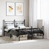 Maison Chic Kovinski Posteljni okvir - Dvoposteljna postelja - Zakonska postelja z vzglavjem in vznožjem črn 140x200 cm, (21696791) | Shoptok.si