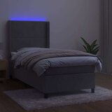  Box spring postelja z vzmetnico LED svetlo siva 90x190cm žamet, (20893462) | Shoptok.si