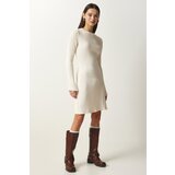  Women's Cream Ribbed A-Line Knitwear Dress Cijene