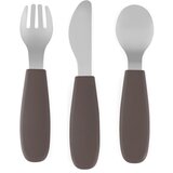 Petite&Mars Take&Match Stainless Steel Cutlery Set pribor za djecu Bitter Cocoa 12m+ 3 kom | shoptok.hr