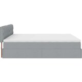 vidaXL Otomanski posteljni okvir z vzmetnico siv 180x200 cm blago | Shoptok.si