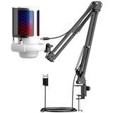 INF USB igralni mikrofon z RGB osvetlitvijo, nastavljivim nosilcem White, (5000289881) | Shoptok.si