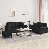 vidaXL Sedežna garnitura z vzglavniki 3-delna črno umetno usnje | Shoptok.si