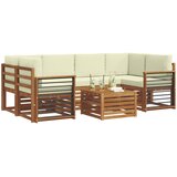  Set vanjskih sofa 7 kom. Prirodna i krem Čvrsto drvo akacije | shoptok.hr