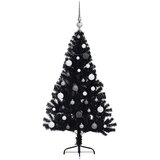 vidaXL Umjetna preddekorirana božićna jelka Črna 150 cm PVC | Shoptok.si