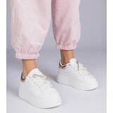  White sneakers with gold detail and rhinestone heel Floura | Shoptok.si