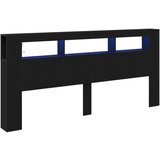  Uređaj za pohranu s uzglavljem i LED svjetlima Crna hrastovina 220x18 5x103 5 cm | shoptok.hr