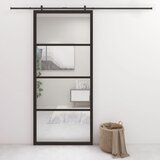 vidaXL Klizna vrata od aluminija i ESG stakla 90 x 205 cm crna Cijene