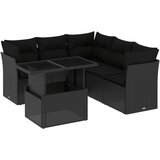 vidaXL Vrtna sedežna garnitura 6-delna z blazinami črna poli ratan, (21146738) | Shoptok.si