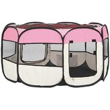  Sklopiva ogradica za pse s torbom za nošenje roza 125x125x61 cm | shoptok.hr