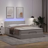 vidaXL Otomanski posteljni okvir z vzmetnico bel 140x200 cm um. usnje | Shoptok.si