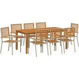  Set od 9 dijelova za ručanje u vrtu Bež Poli Ratan Akacija Sklopive vrtne stolice s jastučićima - Set od 2 u bež poli ratan | shoptok.hr