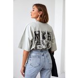 Fasardi Loose women's cotton t-shirt gray cene