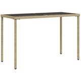  Vrtni stol sa staklenom pločom bež 115x54x74 cm od poliratana | shoptok.hr