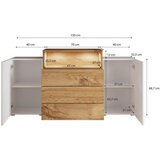P & B komoda urban, bela, barva hrasta | Shoptok.si