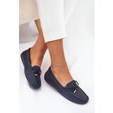 Boto Women's moccasins with perforated pattern and lacing in navy Mirisa Cene