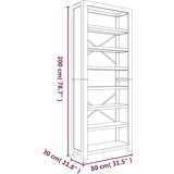  Polica za knjige sa 7 razina 80x30x200 cm masivno drvo bagrema | shoptok.hr