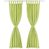MIKRO Satenske Zavjese 2 kom s Tregerima 140x245 cm Zelene | shoptok.hr
