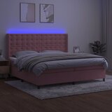  box spring s madracem LED ružičasti 200x200cm baršunasti | shoptok.hr