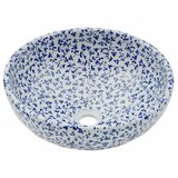 Nadgradni umivaonik bijelo-plavi okrugli Φ 41 x 14 cm keramički | shoptok.hr