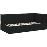 vidaXL Kutni okvir kreveta s uzglavljem Crna 90 x 190 cm tkanina | shoptok.hr