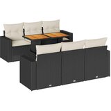  7-dijelni set vrtnih sofa od poliratana s jastucima crni Slike