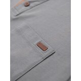 Ombre Men's t-shirt with button neckline and suede trim - grey | Shoptok.si
