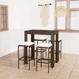  5-dijelni vrtni barski set od poliratana s jastucima smeđi Smeđa 100 cm table length | shoptok.hr