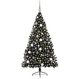vidaXL Umjetna božićna jelka s lampicama s stalakom Crna 180 cm PVC | shoptok.hr