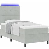  LED Box Spring Krevet Svijetlo siva 90 x 200 cm Baršun Svjetlosiva | shoptok.hr