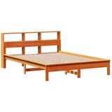  Knjižna postelja brez vzmetnice vošč. rjava 120x190 cm borovina | Shoptok.si