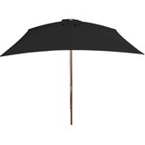  Vrtni suncobran s drvenim stupom 200 x 300 cm crni | Eponuda.com