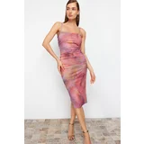 Trendyol Multicolored Abstract Patterned Knitted Elegant Evening Dress