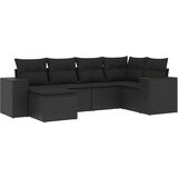  6-dijelni set vrtnih sofa s jastucima crni od poliratana | shoptok.hr
