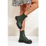 Boto PE2 Warm Women’s Worker Boots with Zipper Eco Leather Green Mailyra | Shoptok.si
